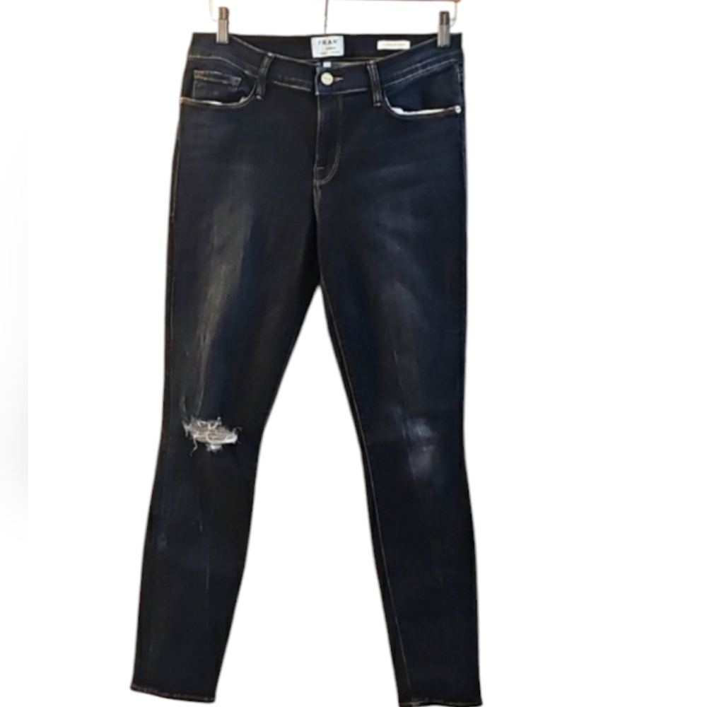 FRAME Le Skinny de Jeanne Distressed Jeans, Size 31